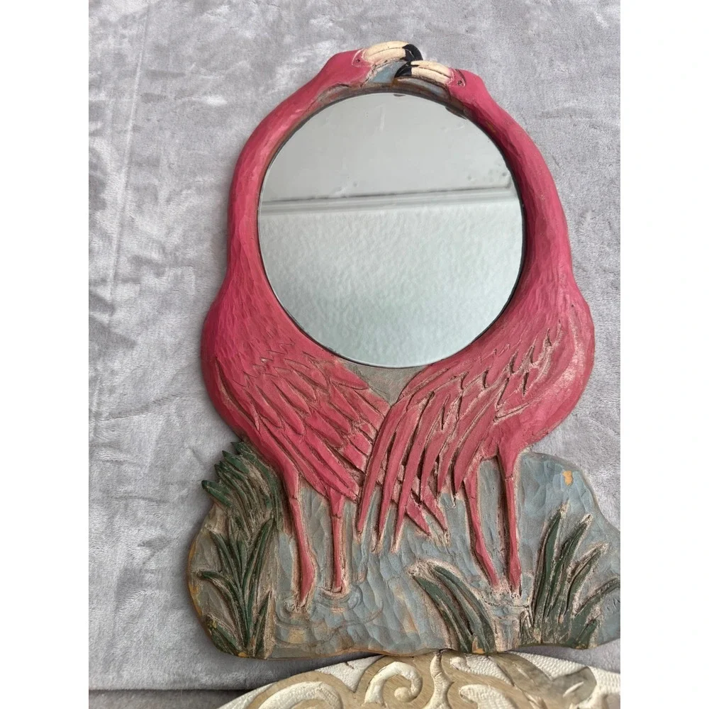Al Pisano Country Carver Pink Flamingo Wall Mirror Tropical Coastal Decor 1998